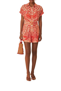 Combi-short Jaipur en lin - Rouge