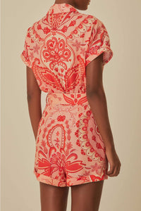 Combi-short Jaipur en lin - Rouge