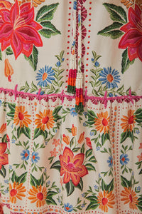 Jupe longue Bloom Garden en coton - Orange