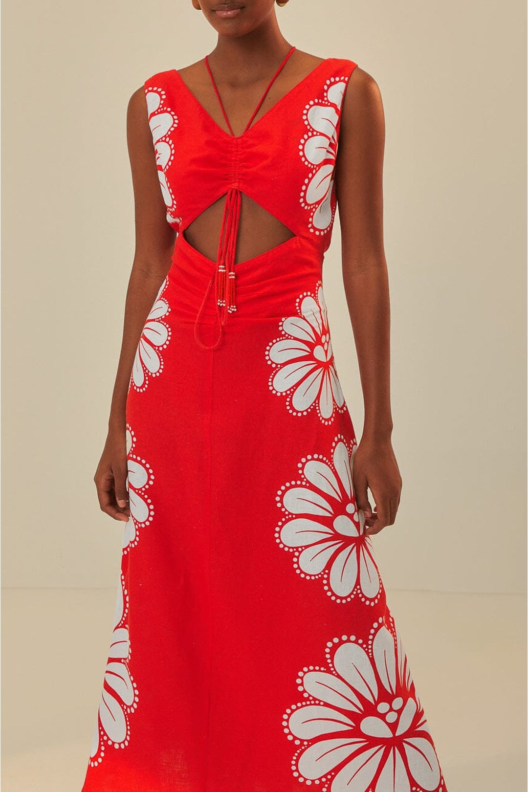 Robe longue Coquillage Ainika en lin - Rouge