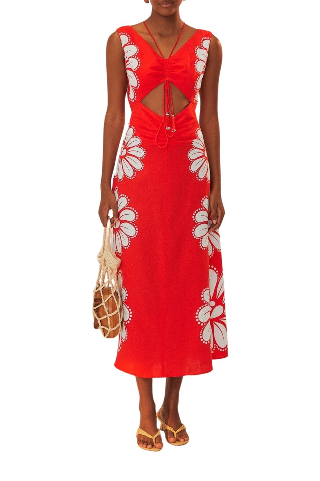 Robe longue Coquillage Ainika en lin - Rouge