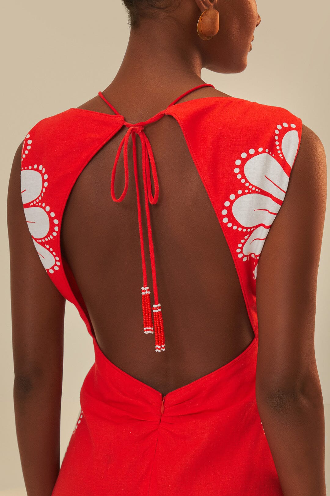 Robe longue Coquillage Ainika en lin - Rouge
