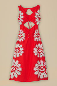 Robe longue Coquillage Ainika en lin - Rouge