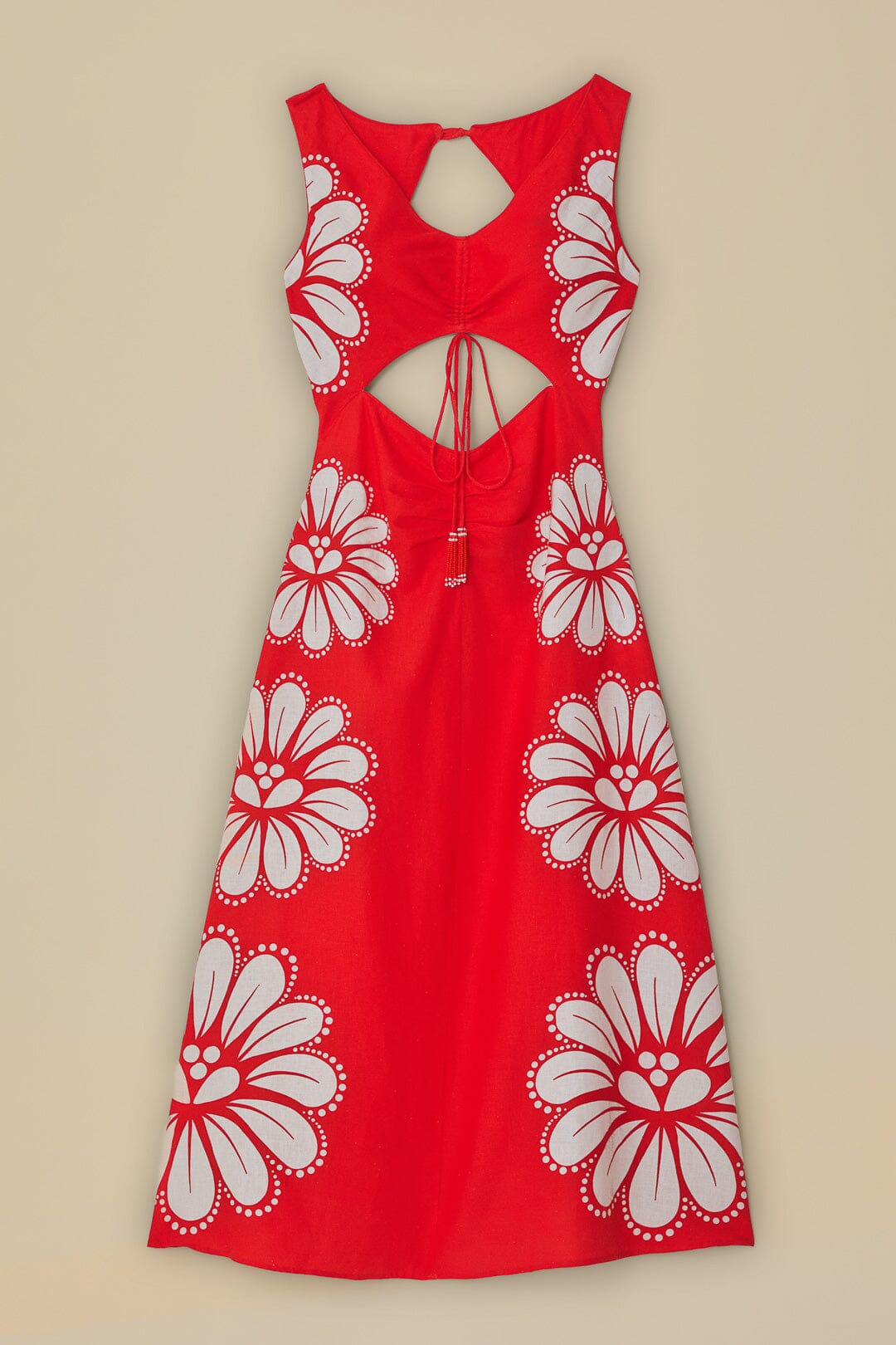 Robe longue Coquillage Ainika en lin - Rouge