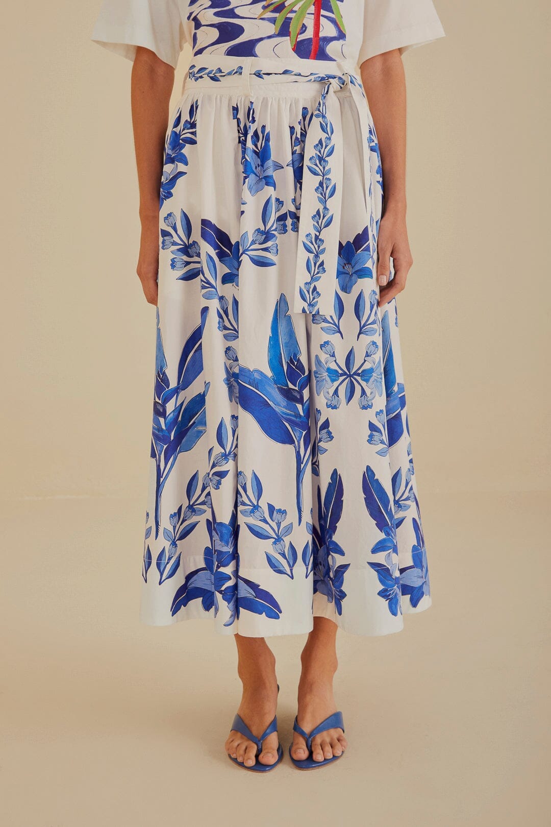 Jupe midi Blue Yard en coton - Bleu