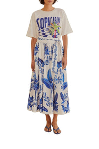 Jupe midi Blue Yard en coton - Bleu
