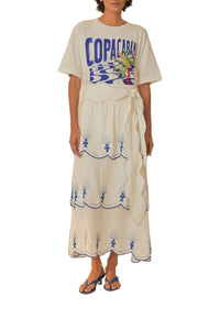 Jupe midi Sea Of Fish en lin - Blanc