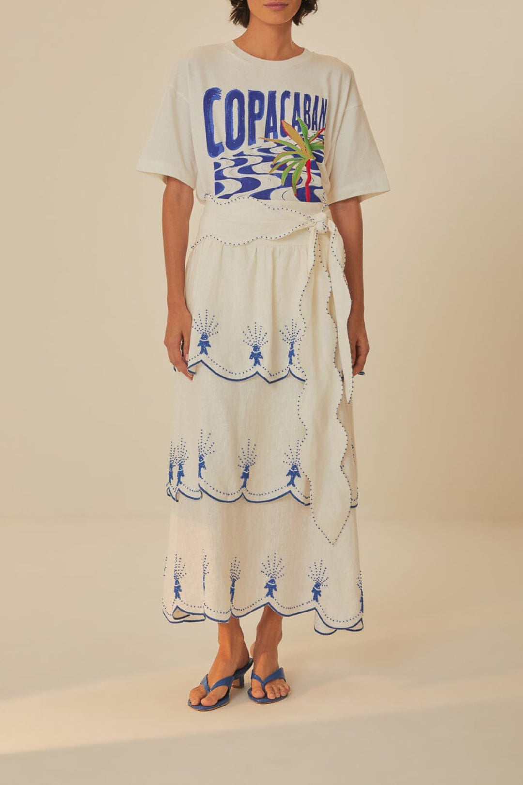 Jupe midi Blue Yard en coton - Bleu