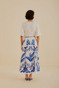 Jupe midi Blue Yard en coton - Bleu