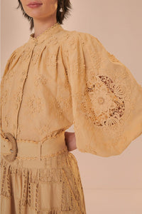 Blouse Flower en coton - Beige