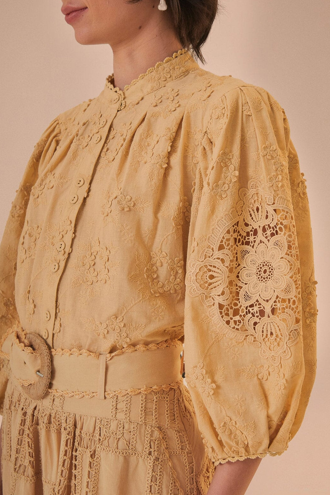 Blouse Flower en coton - Beige