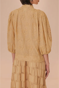 Blouse Flower en coton - Beige