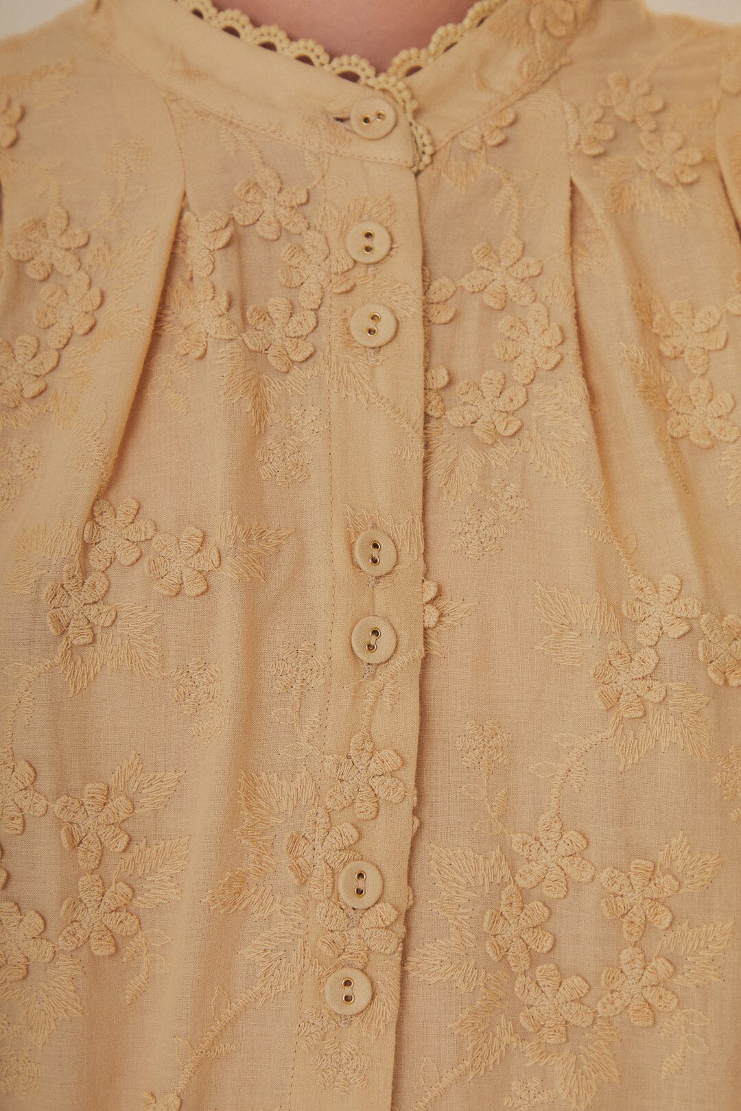 Blouse Flower en coton - Beige