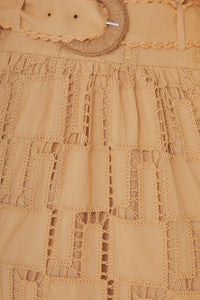 Jupe midi en crochet en coton - Beige