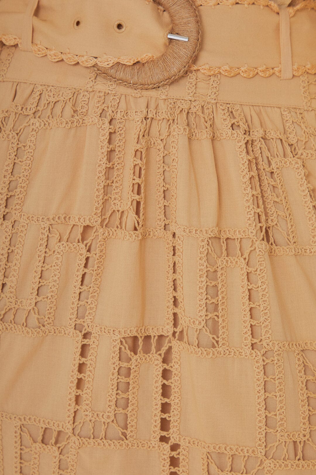 Jupe midi en crochet en coton - Beige