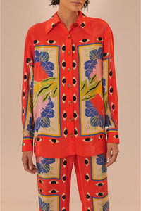 Chemise Surreal Scarf Sand à manches longues - Rouge
