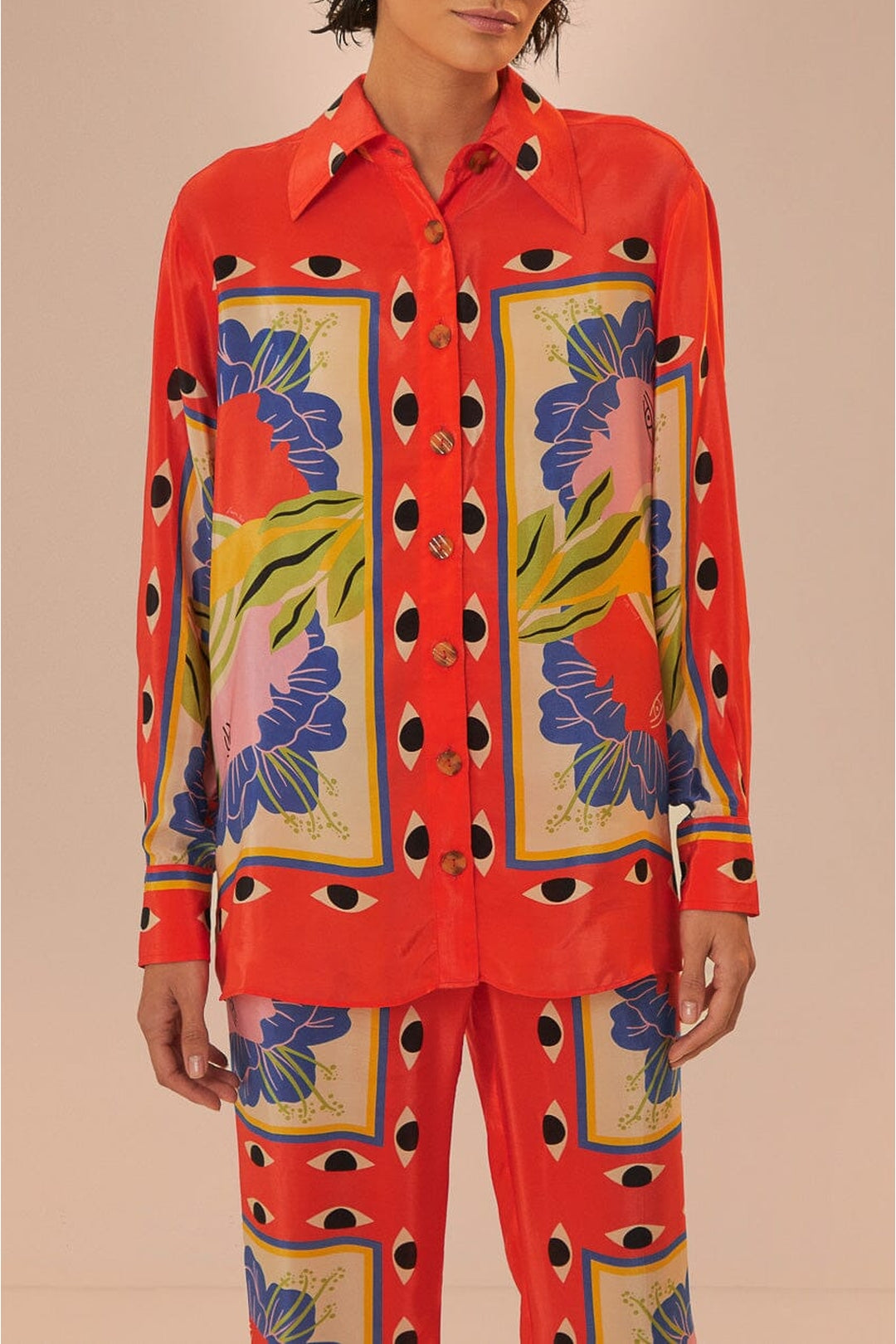 Chemise Surreal Scarf Sand à manches longues - Rouge