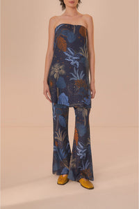 Pantalon évasé Jungle nocturne - Bleu