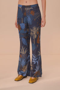 Pantalon évasé Jungle nocturne - Bleu