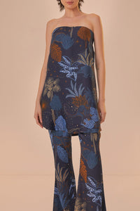 Pantalon évasé Jungle nocturne - Bleu
