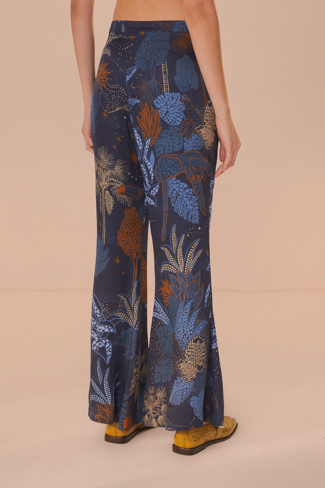 Pantalon évasé Jungle nocturne - Bleu