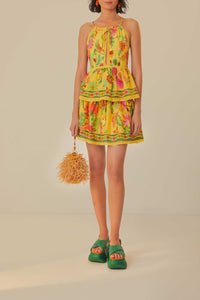 Blouse Delicate Fruit Garden sans manches en coton - Jaune
