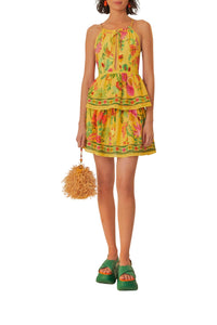 Mini jupe Delicate Fruit Garden en coton - Jaune