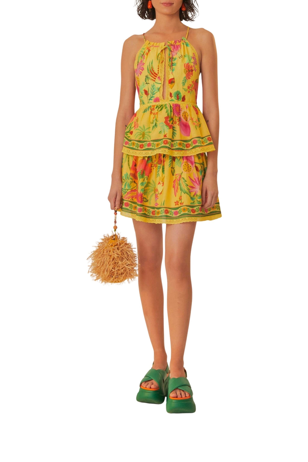 Mini jupe Delicate Fruit Garden en coton - Jaune