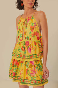 Mini jupe Delicate Fruit Garden en coton - Jaune