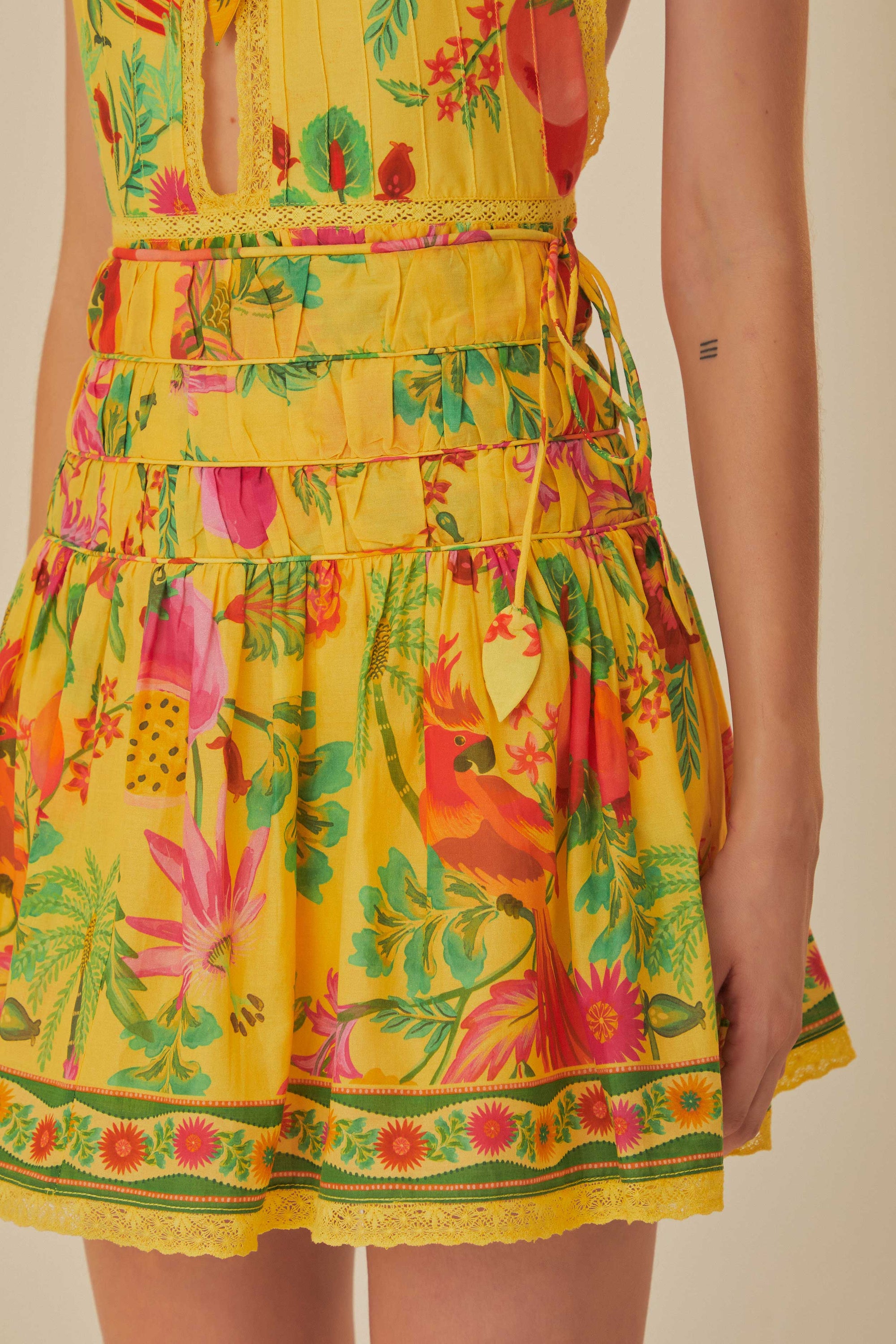 Mini jupe Delicate Fruit Garden en coton - Jaune