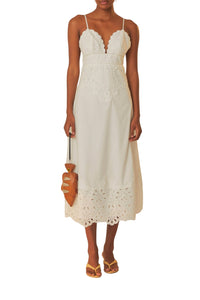 Robe midi sans manches Laise en coton - Blanc