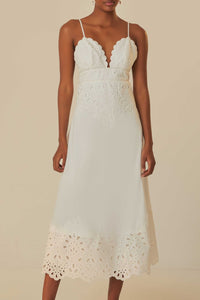 Robe midi sans manches Laise en coton - Blanc