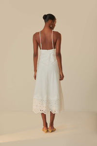 Robe midi sans manches Laise en coton - Blanc
