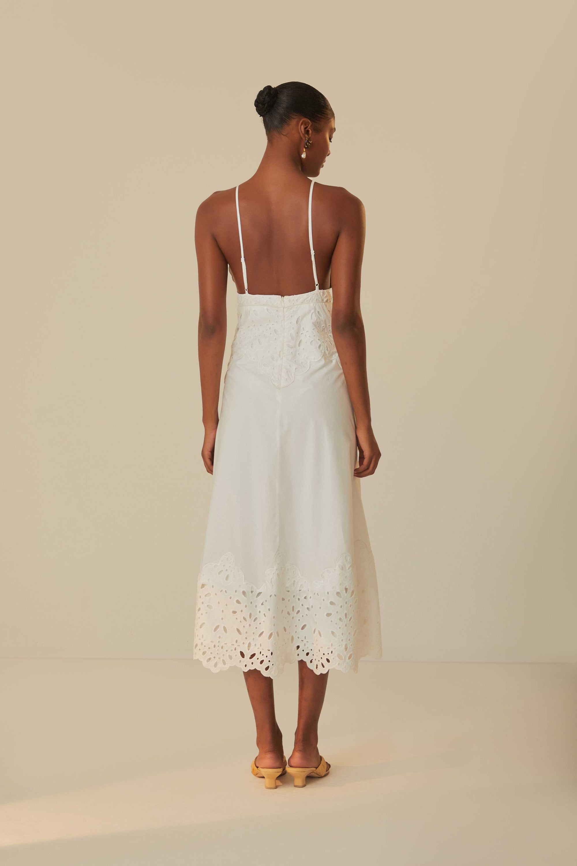 Robe midi sans manches Laise en coton - Blanc