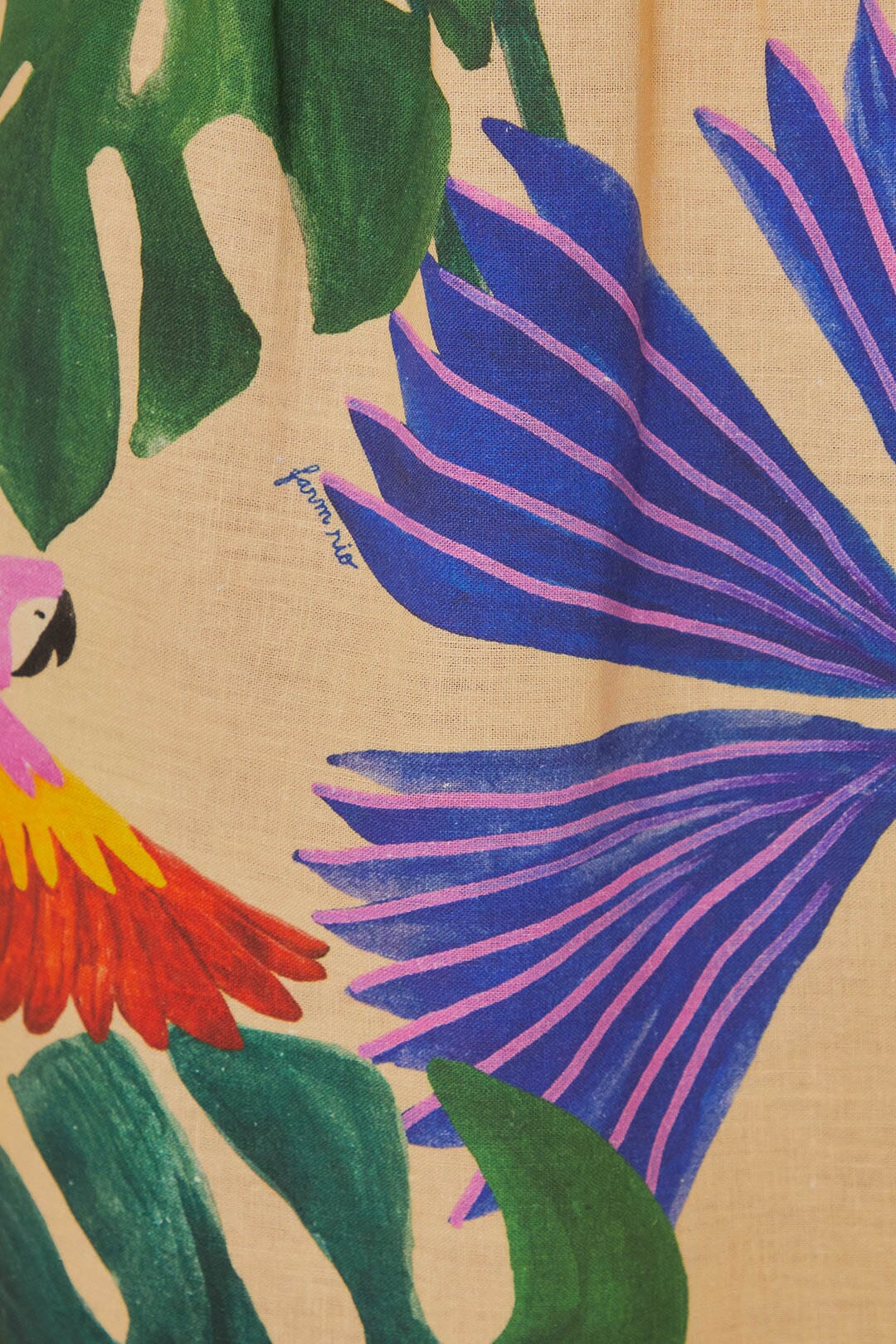 Robe midi Macaw Jungle à encolure en V en lin - Violet