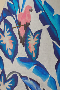 Robe longue à motifeuillage en lin - Bleu