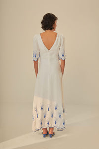 Robe longue Sea Of Fish en lin - Blanc