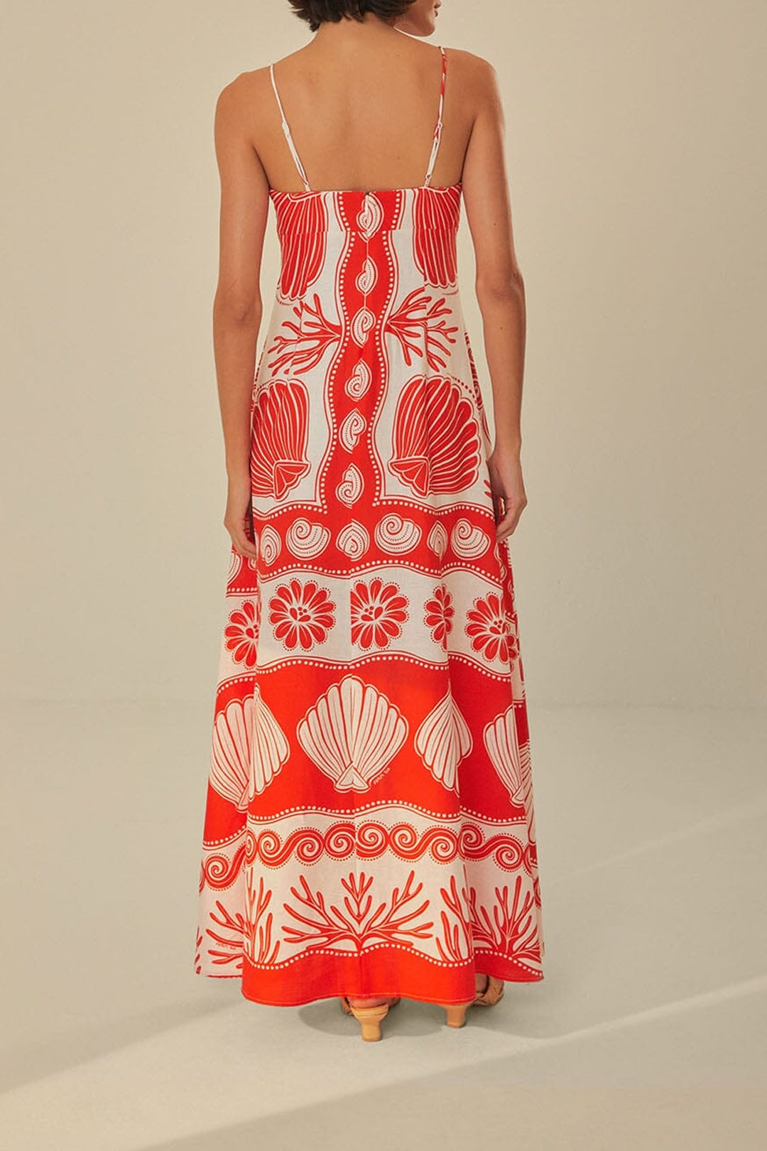 Robe longue Coquillage Ainika en lin - Rouge