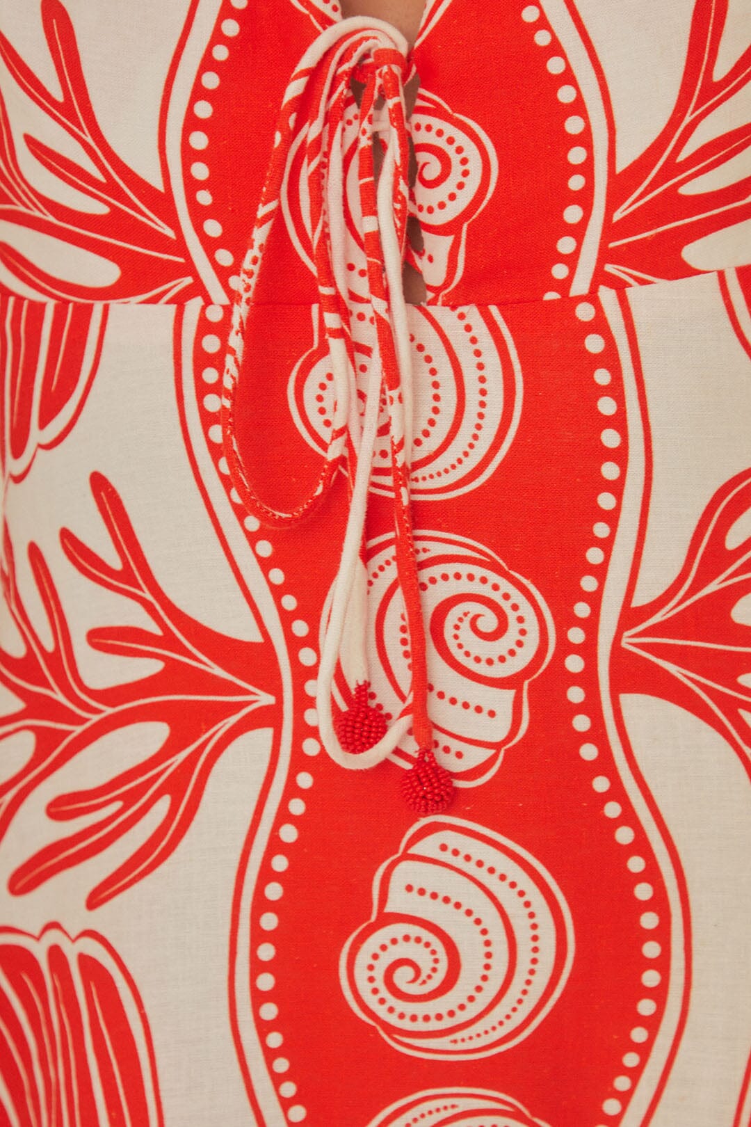 Robe longue Coquillage Ainika en lin - Rouge