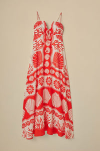 Robe longue Coquillage Ainika en lin - Rouge