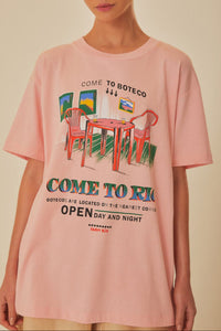 T-shirt ample Come to Rio en coton - Rose