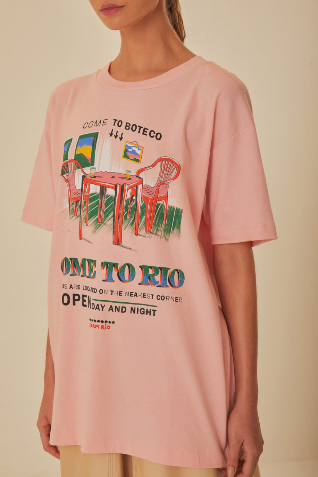 T-shirt ample Come to Rio en coton - Rose