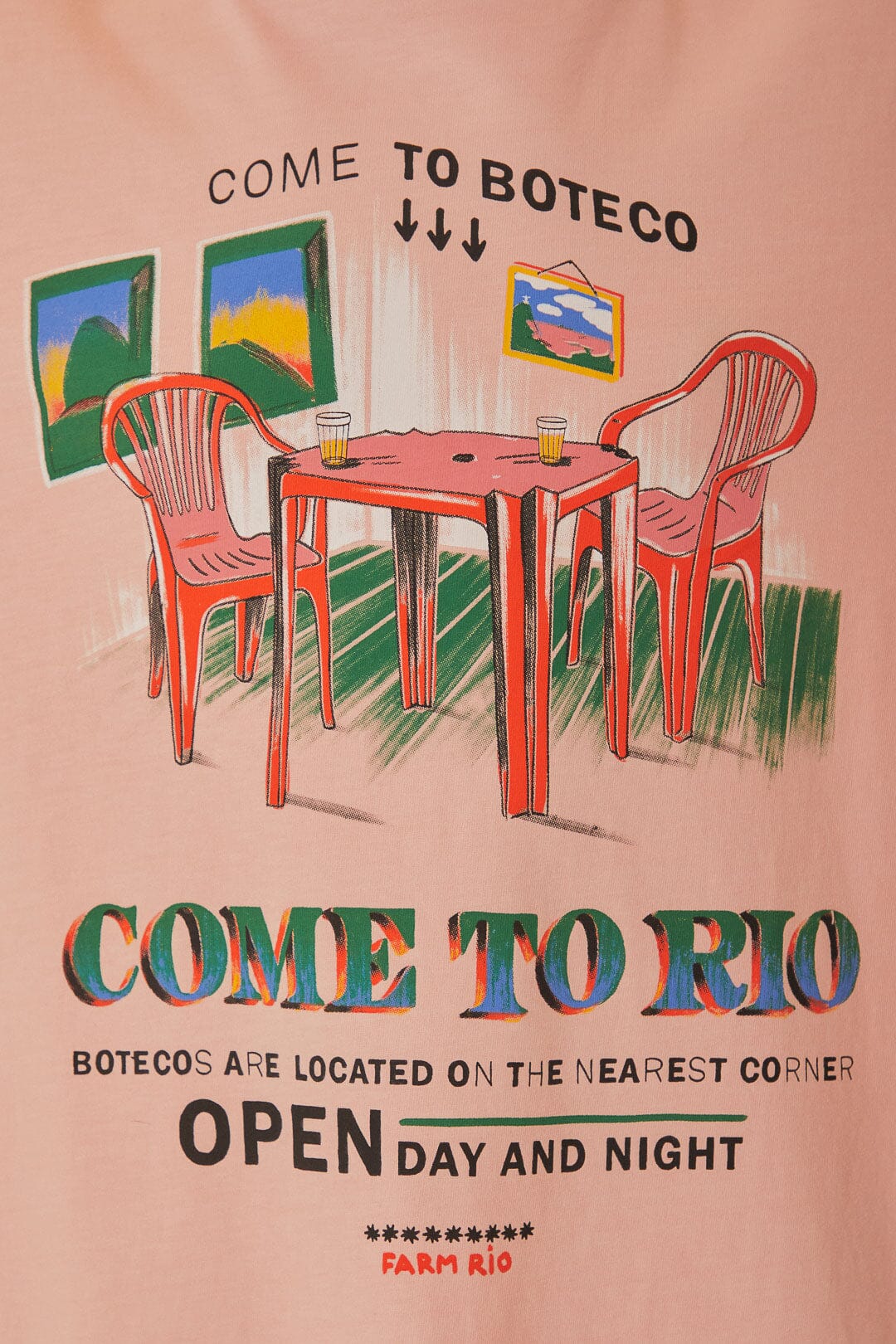 T-shirt ample Come to Rio en coton - Rose