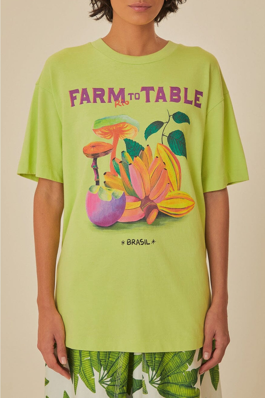 T-shirt ample Farm to Table en coton - Vert