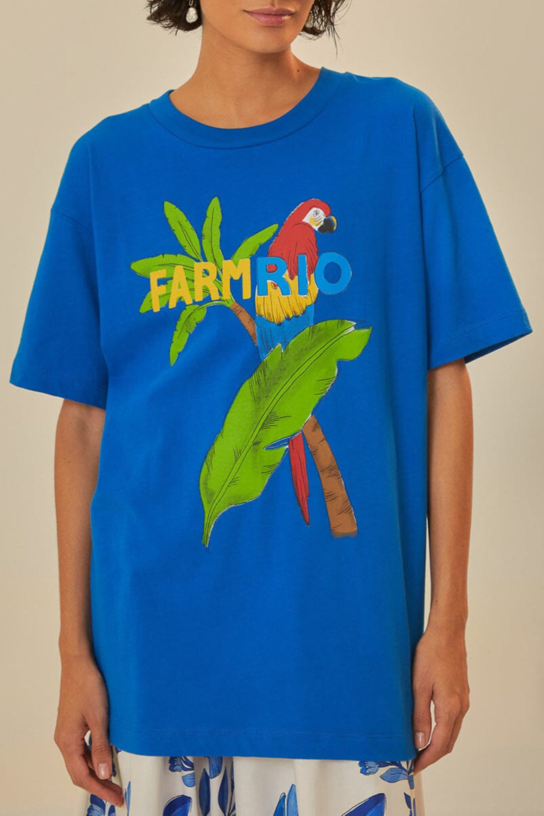 T-shirt ample Farmrio en coton - Bleu