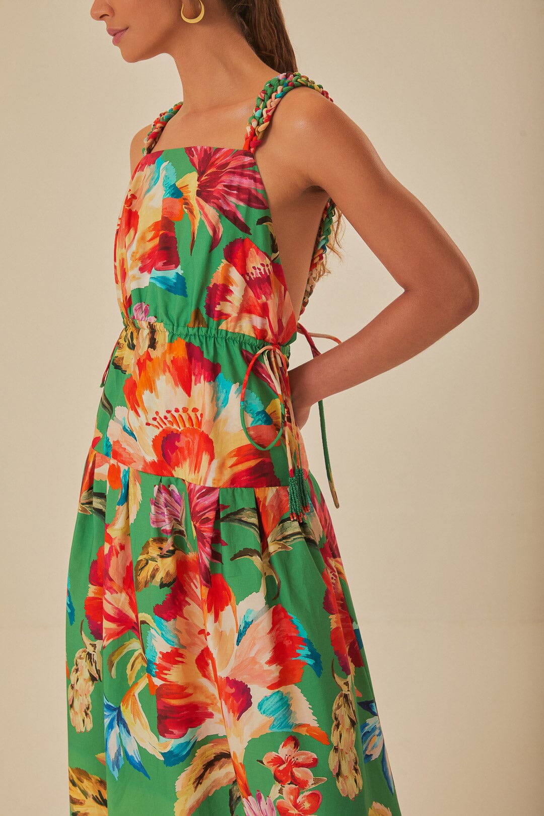 Robe midi sans manches Tropicart en coton - Vert