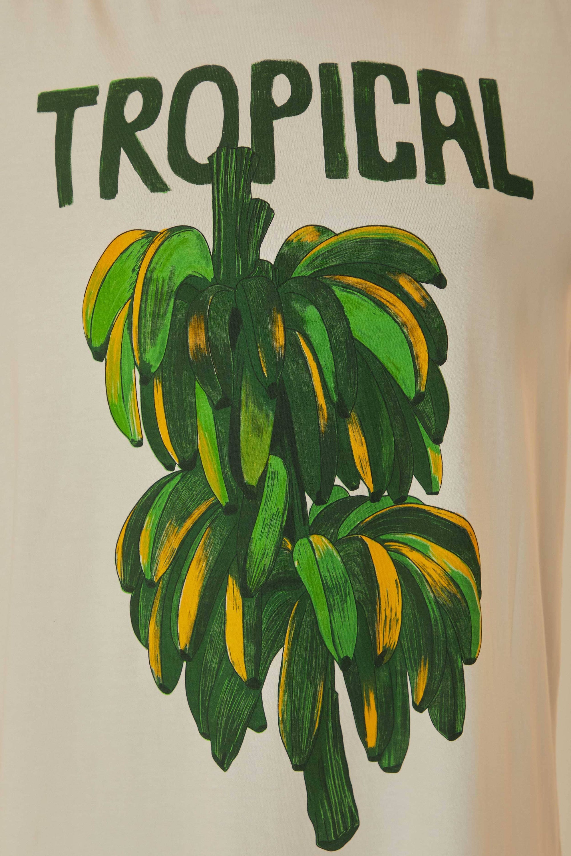 Robe longue Tropicale façon t-shirt en coton - Blanc