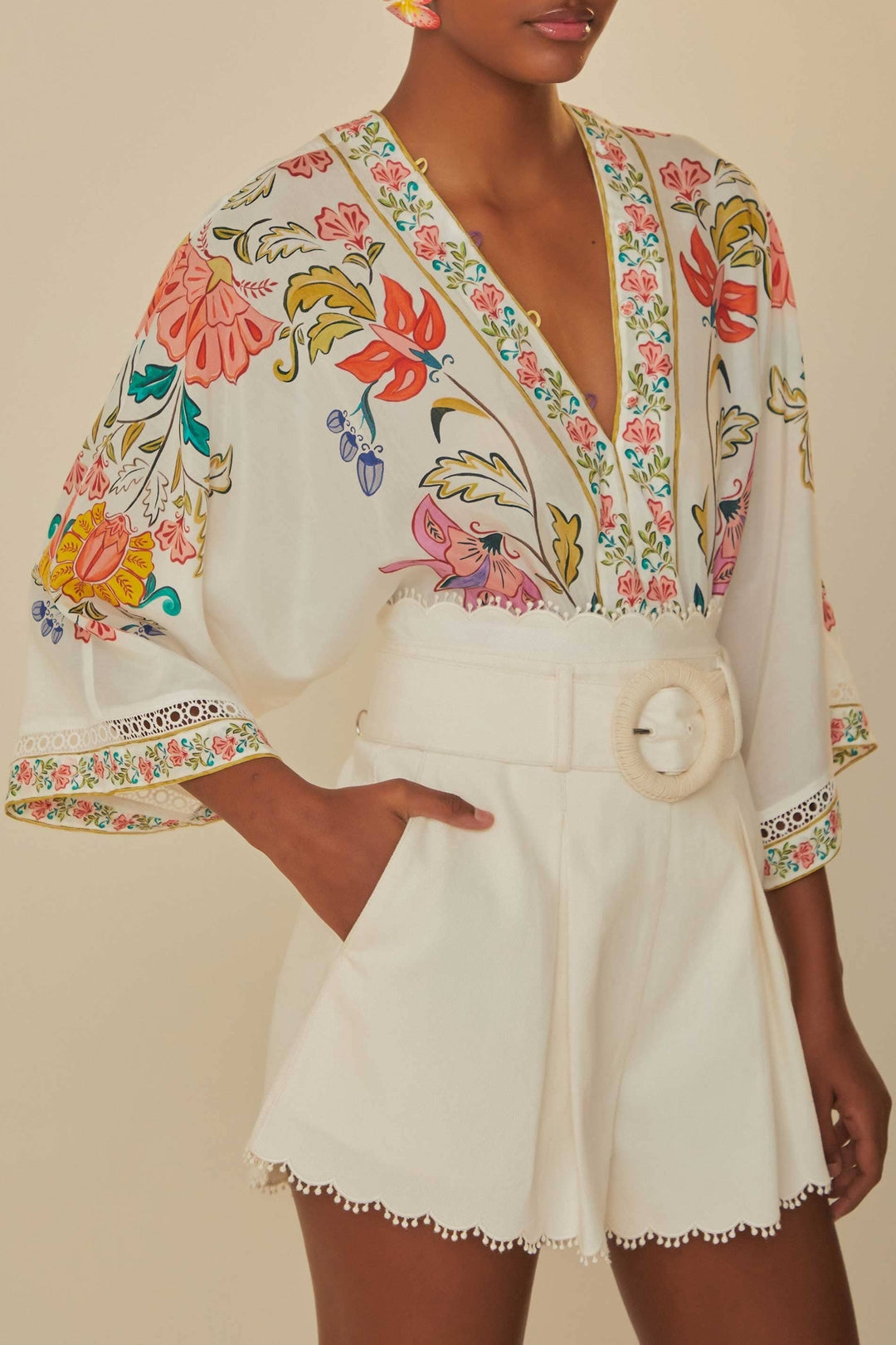 Short Festone en coton - Blanc