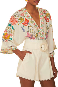 Short Festone en coton - Blanc