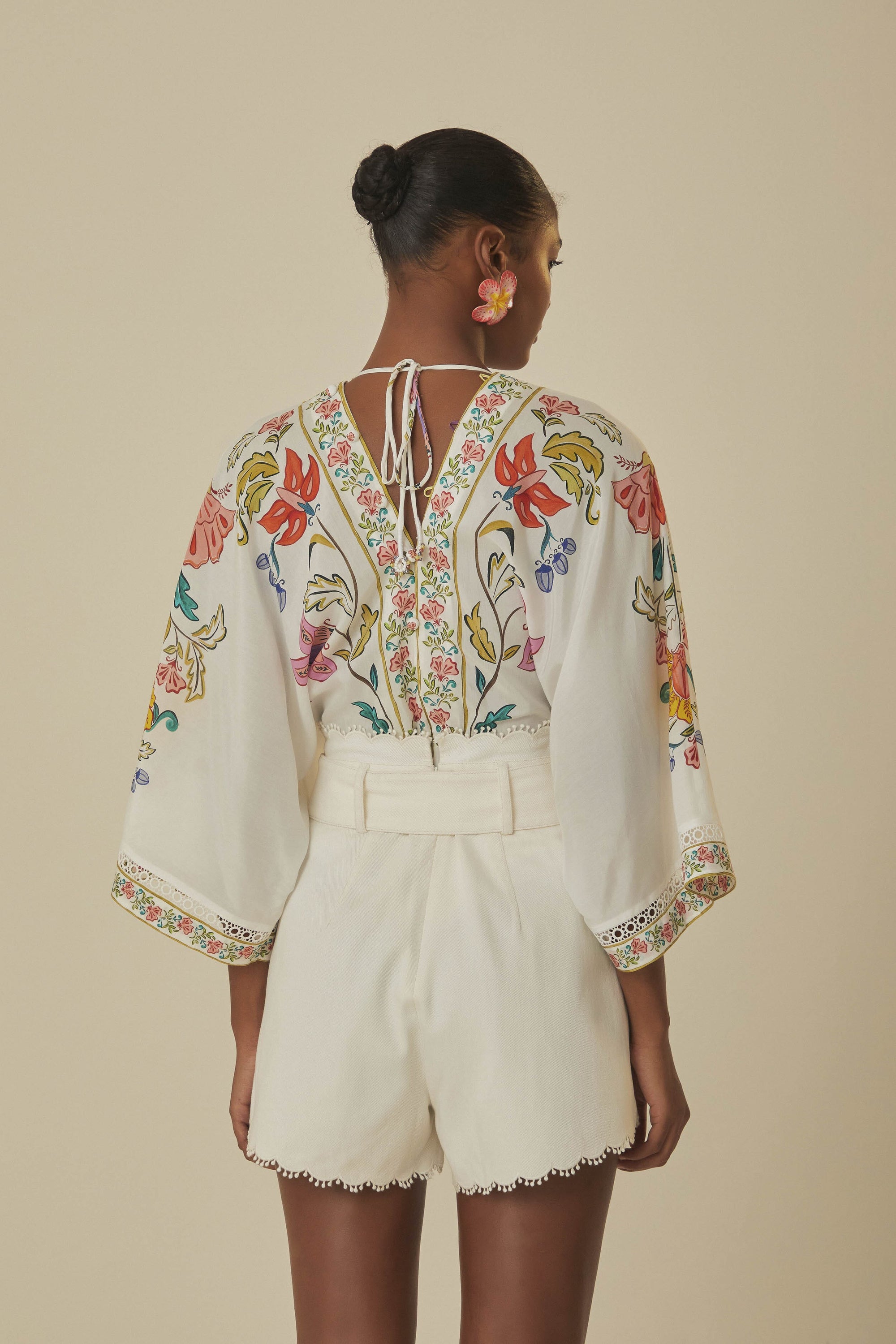 Short Festone en coton - Blanc